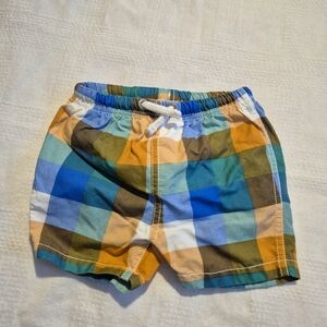 Baby Boden boys size 3-6 months plaid swim shorts PUL lined VGUC